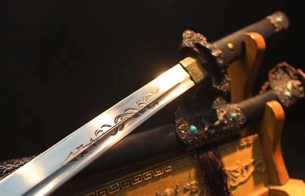 Tang dao,Machete,High carbon steel blade,Alloy,Black wood - Chinese sword shop