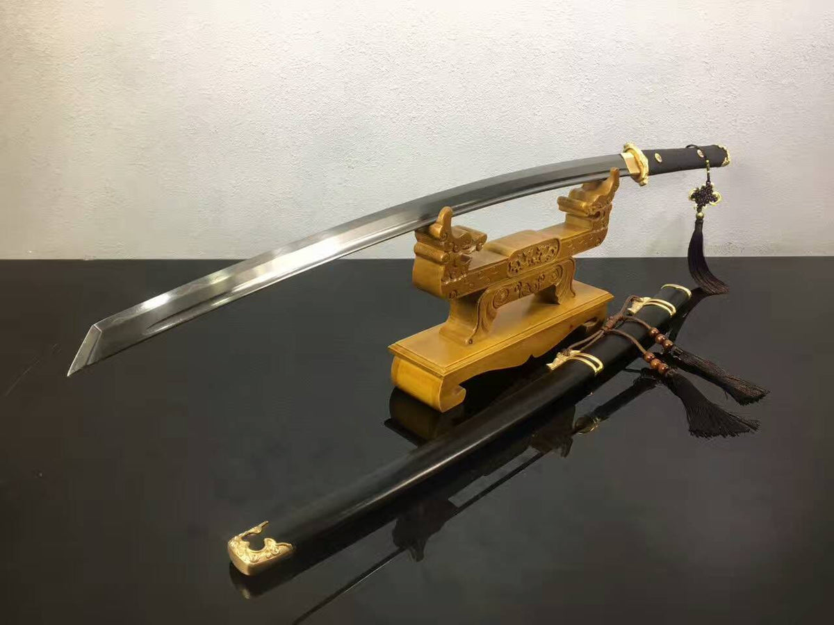 Tang dao(High carbon steel blade,Ebony scabbard,Brass,Fish handle)Full tang - Chinese sword shop