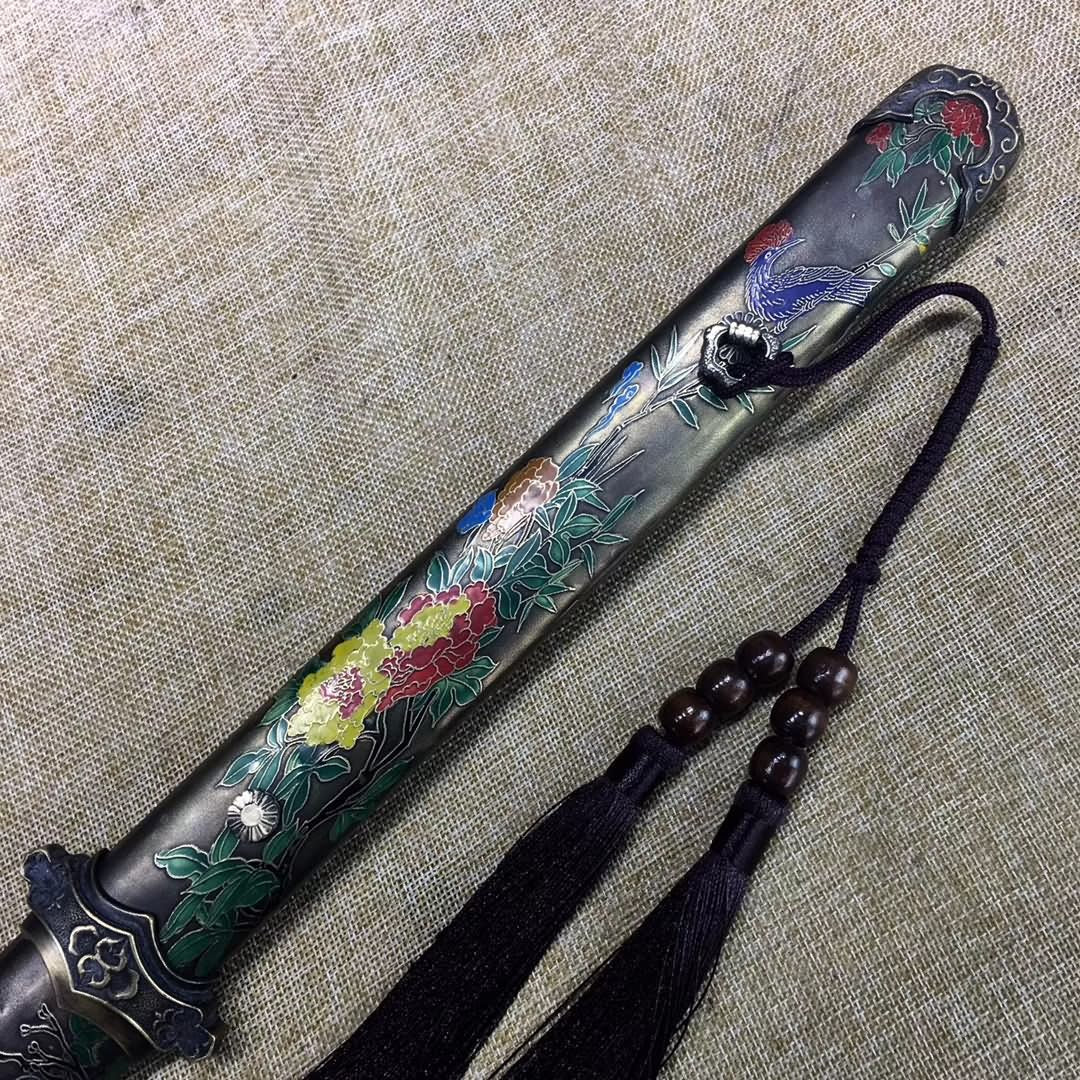 Tang dao sword,Hand forged(Damascus steel blade,Brass scabbard)Full tang - Chinese sword shop