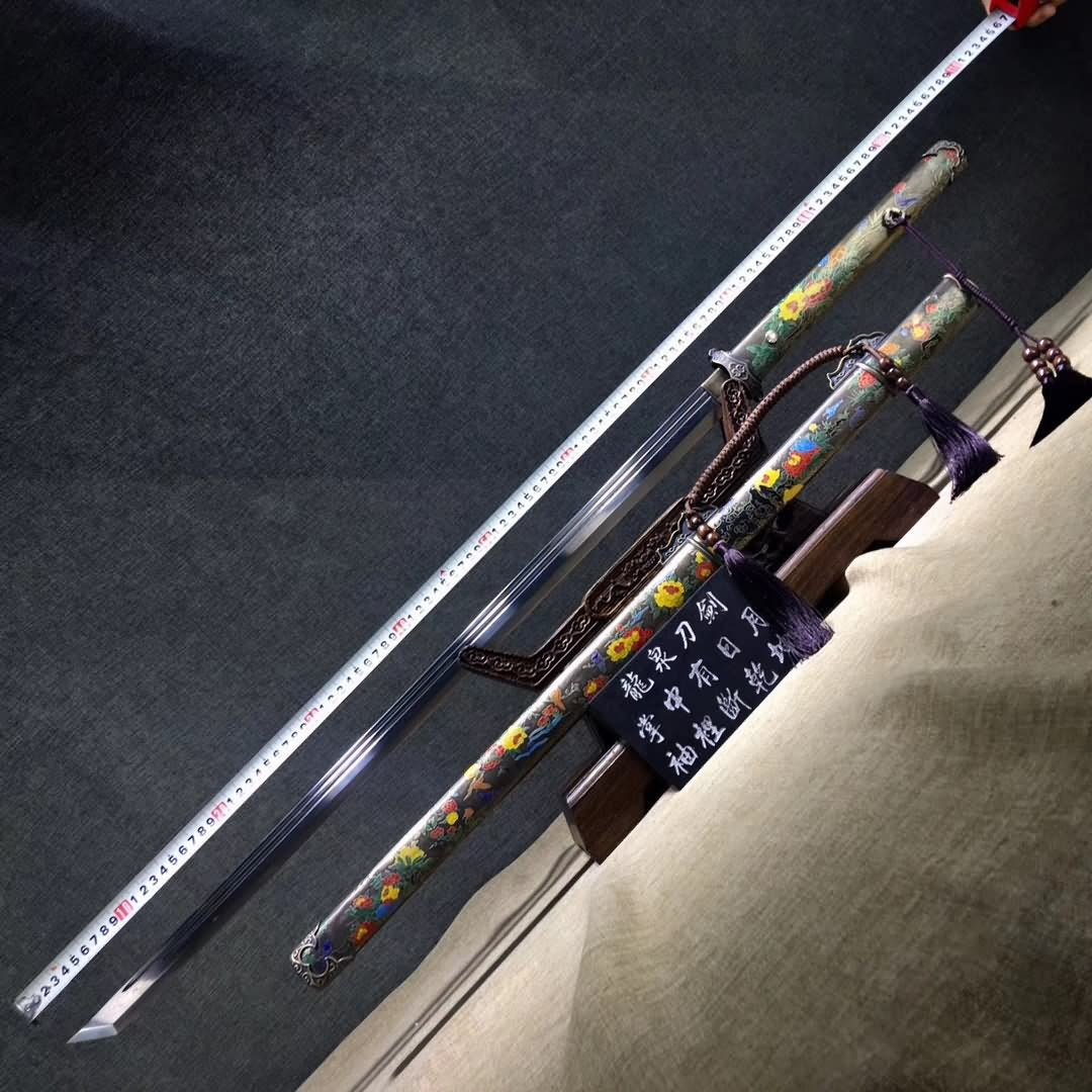 Tang dao sword,Hand forged(Damascus steel blade,Brass scabbard)Full tang - Chinese sword shop