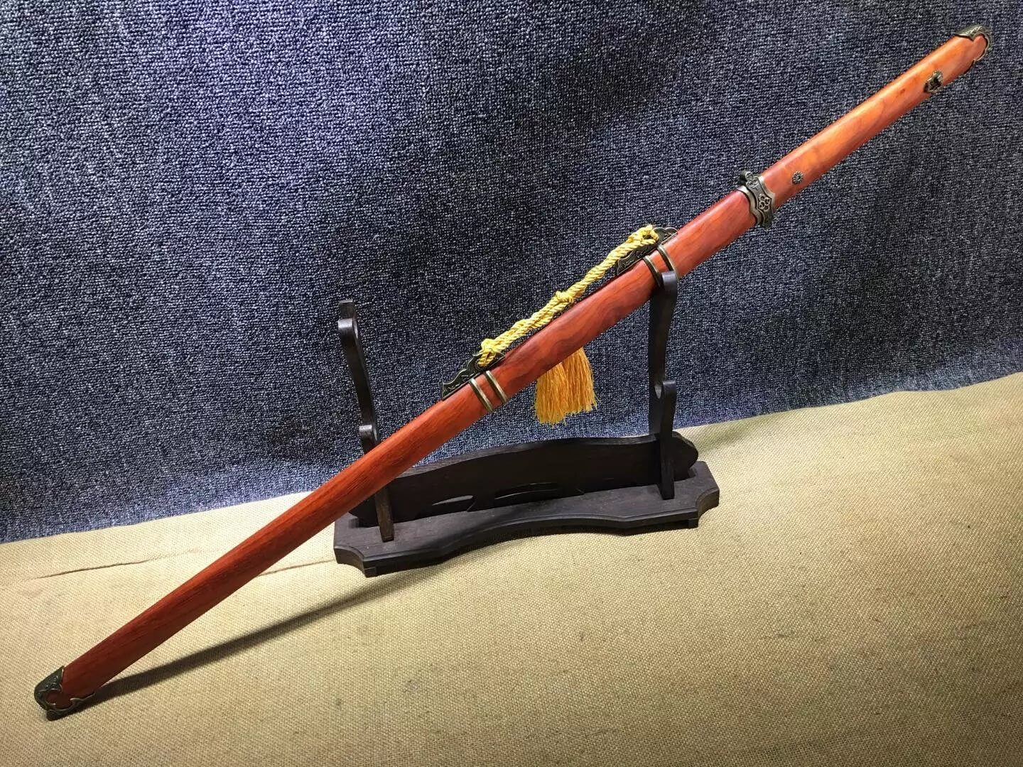 Tang dao,High carbon steel etch blade,Redwood scabbard,Alloy - Chinese sword shop