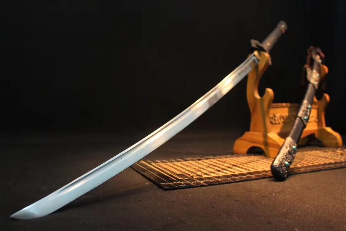 Tang dao,Machete,High carbon steel blade,Alloy,Black wood - Chinese sword shop