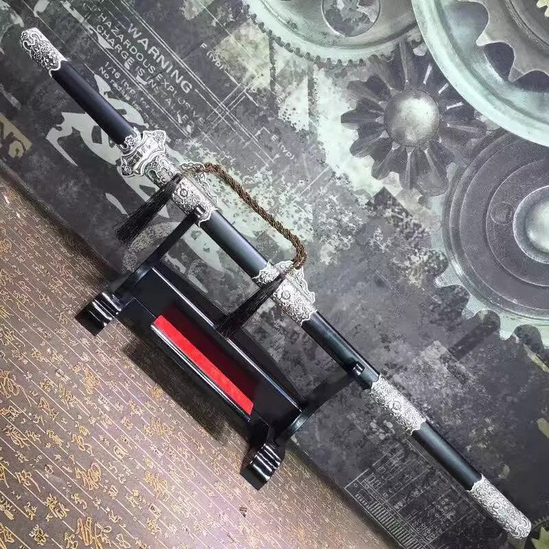 Tang sword,High carbon steel blue blade,Black scabbard,Alloy fitting - Chinese sword shop