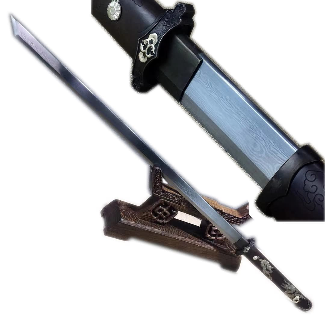 Tang dao,Hand forged,Damascus steel blade,Brass scabbard,Full tang - Chinese sword shop