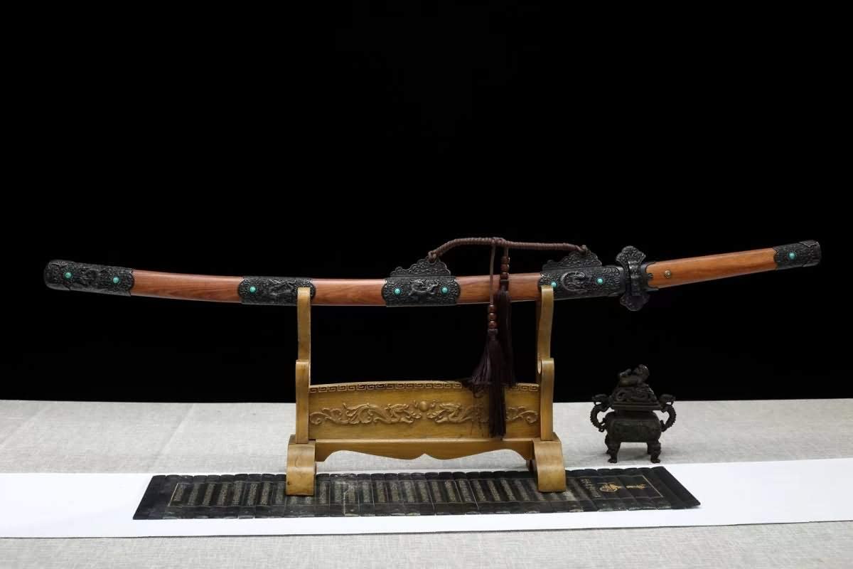 Tang dao Sword Real,Hand Forged(High Carbon Steel Blades,Rosewood Scabbard