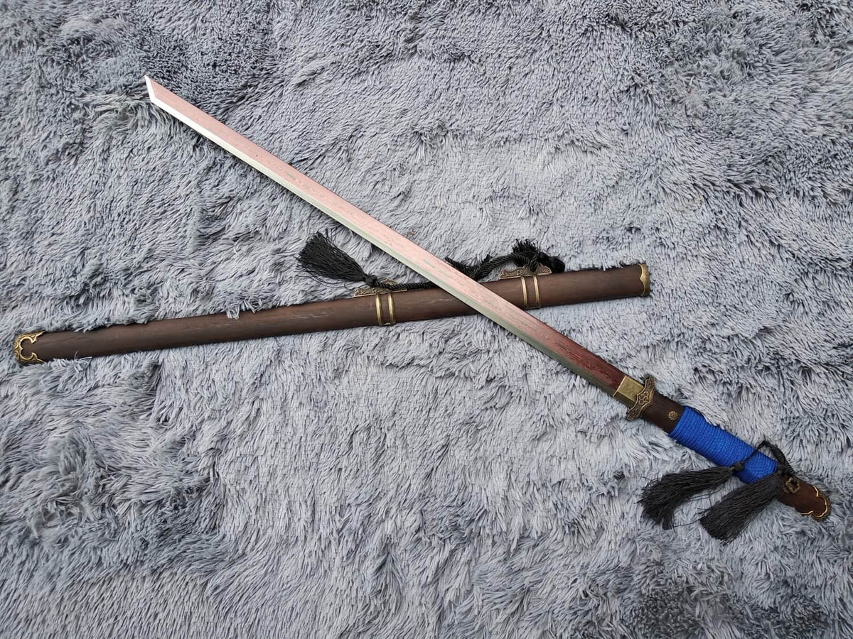 Tang dao,Martial arts,Damascus Steel blade,Rosewood,Alloy,Full tang - Chinese sword shop