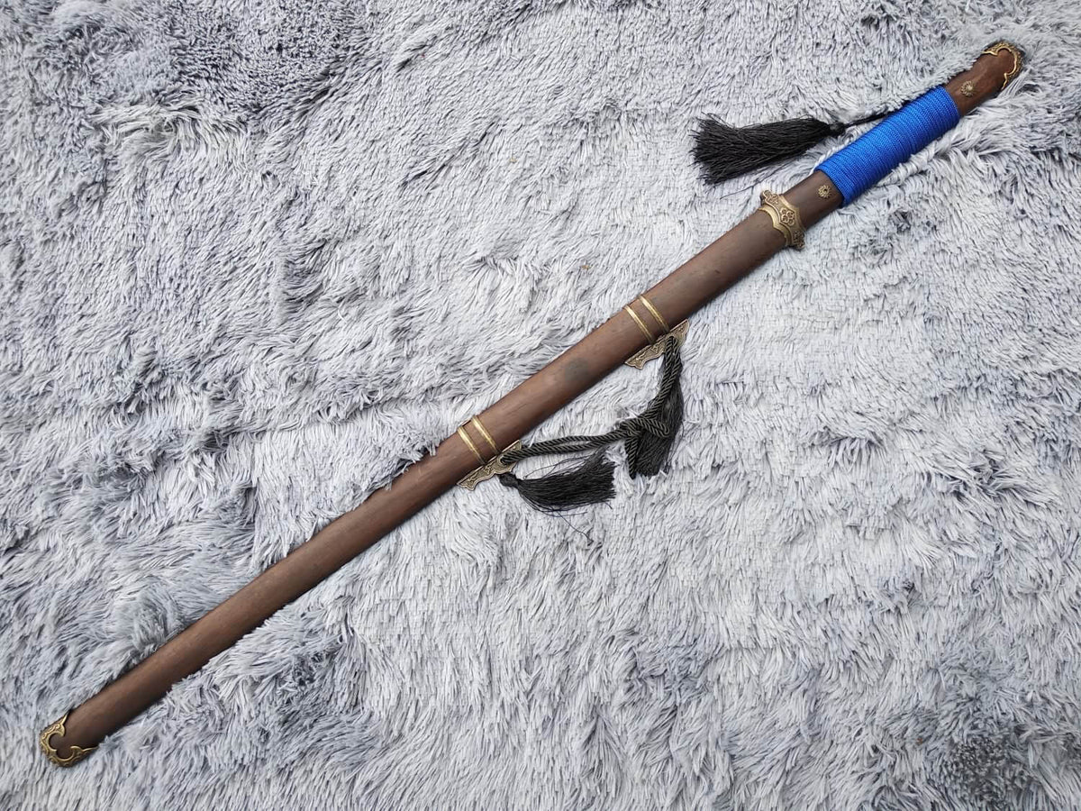 Tang dao,Martial arts,Damascus Steel blade,Rosewood,Alloy,Full tang - Chinese sword shop