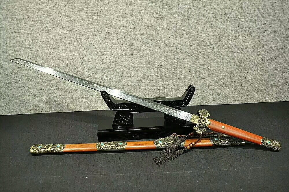 Tang dao,High carbon steel etching blade,Redwood scabbard,Alloy fittings - Chinese sword shop