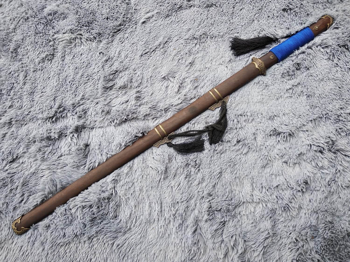 Tang dao,Martial arts,Damascus Steel blade,Rosewood,Alloy,Full tang - Chinese sword shop
