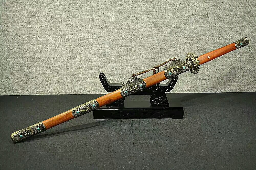 Tang dao,High carbon steel etching blade,Redwood scabbard,Alloy fittings - Chinese sword shop