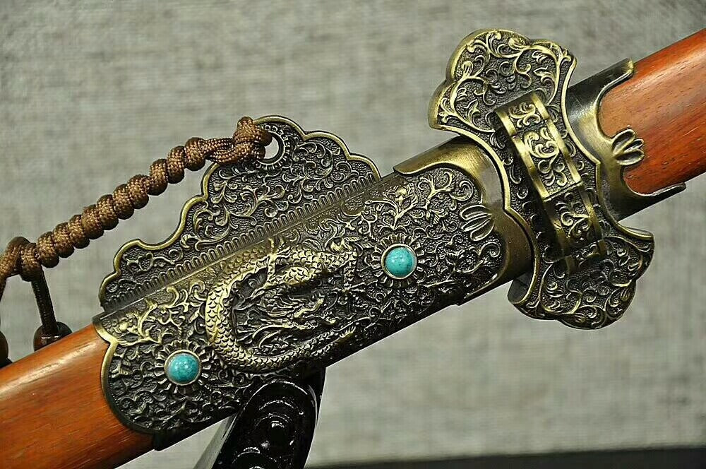 Tang dao,High carbon steel etching blade,Redwood scabbard,Alloy fittings - Chinese sword shop