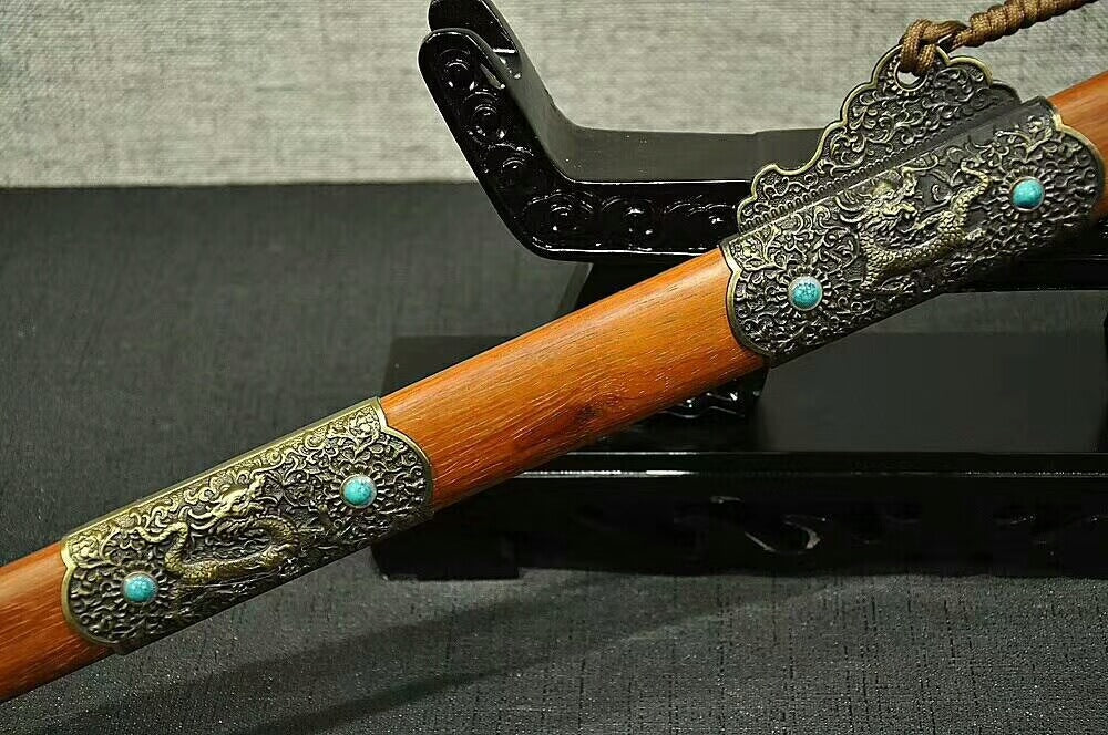 Tang dao,High carbon steel etching blade,Redwood scabbard,Alloy fittings - Chinese sword shop