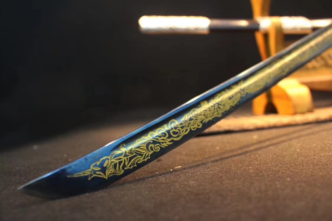 Tang dao,High carbon steel etch blade,Alloy,Black wood - Chinese sword shop