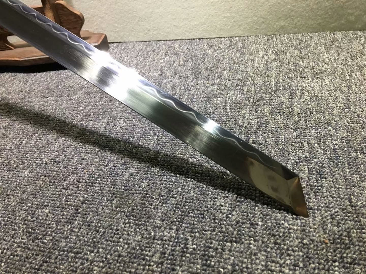 Tang dao,Hand forged High carbon steel burn blade,Black wood,Alloy - Chinese sword shop