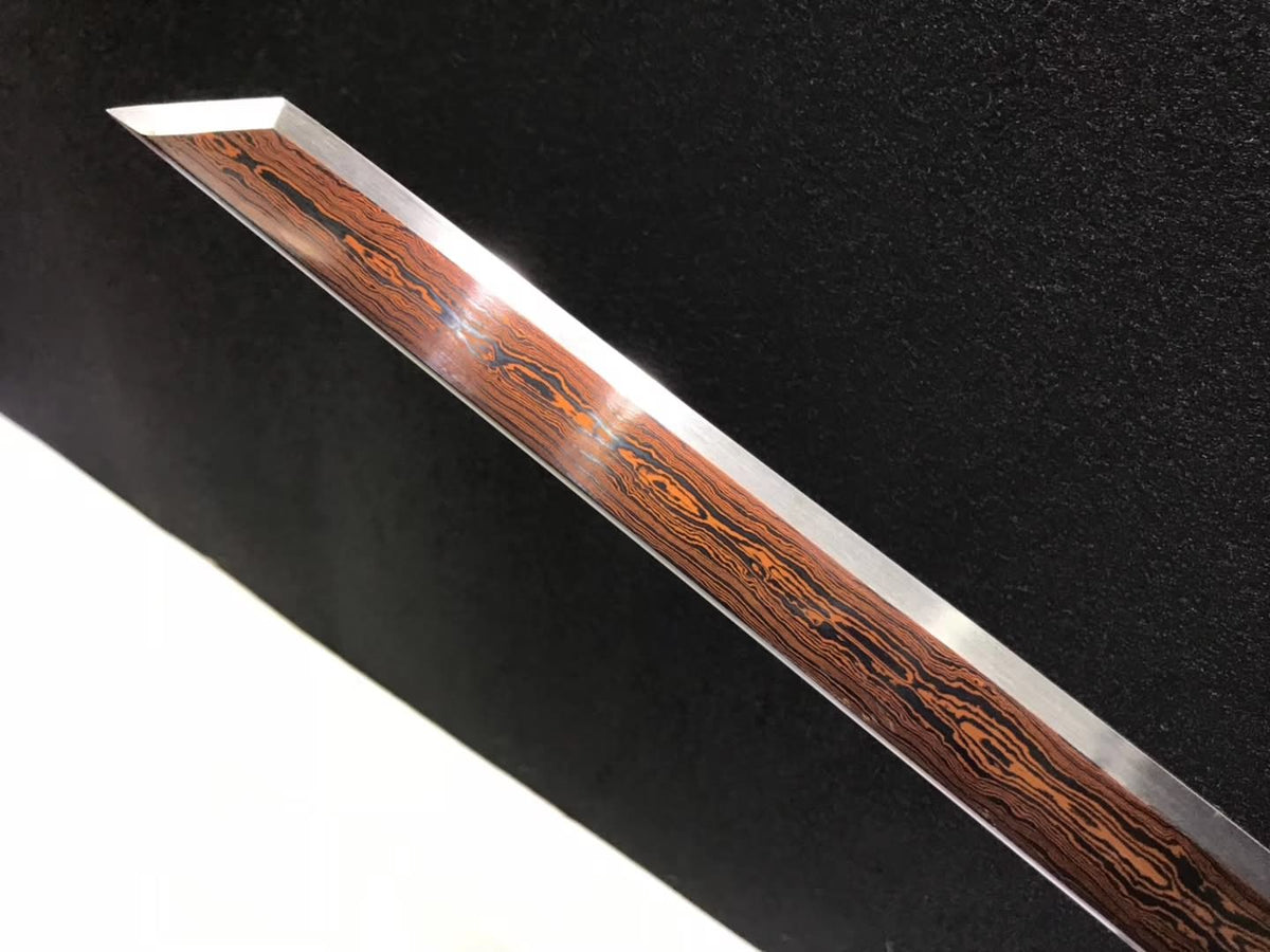 Tang dao sword/Damascus Steel red blade/Black wood scabbard - Chinese sword shop