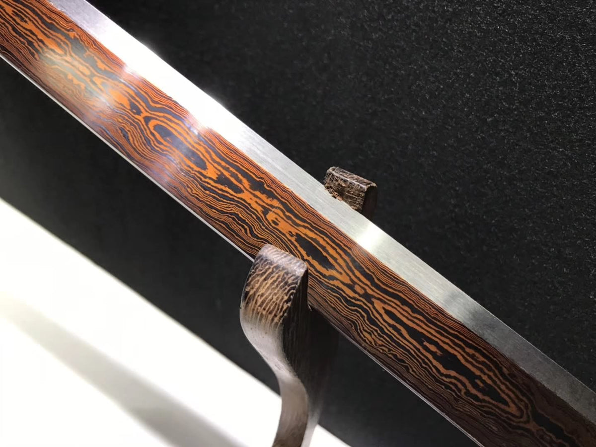 Tang dao sword/Damascus Steel red blade/Black wood scabbard - Chinese sword shop