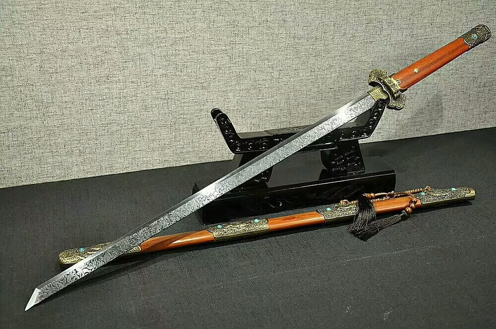 Tang dao,High carbon steel etching blade,Redwood scabbard,Alloy fittings - Chinese sword shop