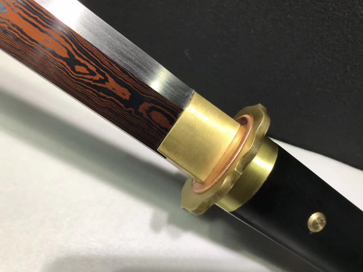 Tang dao sword/Damascus Steel red blade/Black wood scabbard - Chinese sword shop