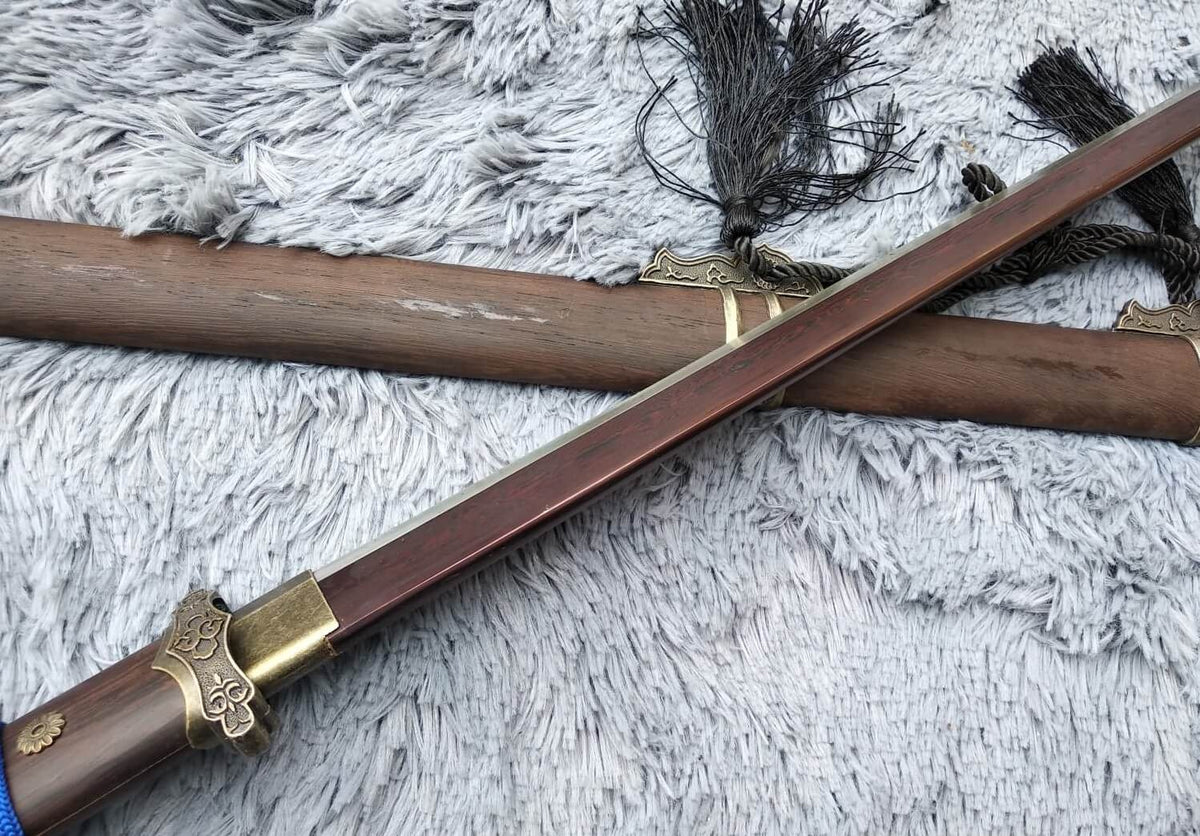 Tang dao,Martial arts,Damascus Steel blade,Rosewood,Alloy,Full tang - Chinese sword shop