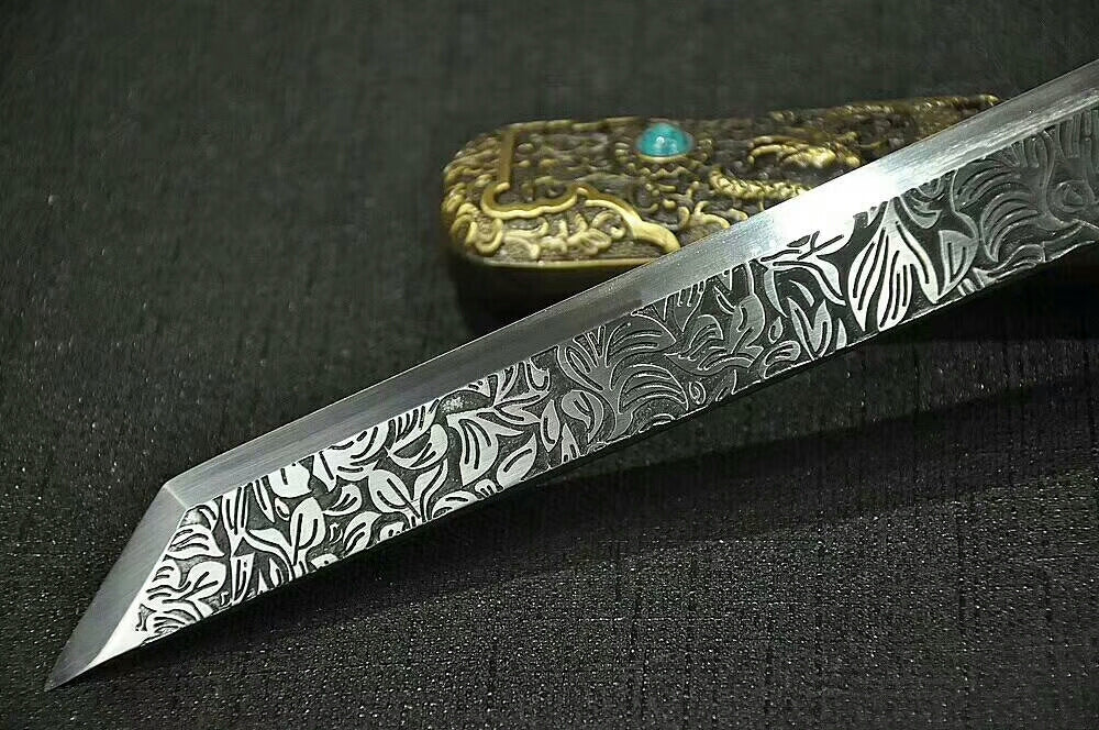Tang dao,High carbon steel etching blade,Redwood scabbard,Alloy fittings - Chinese sword shop