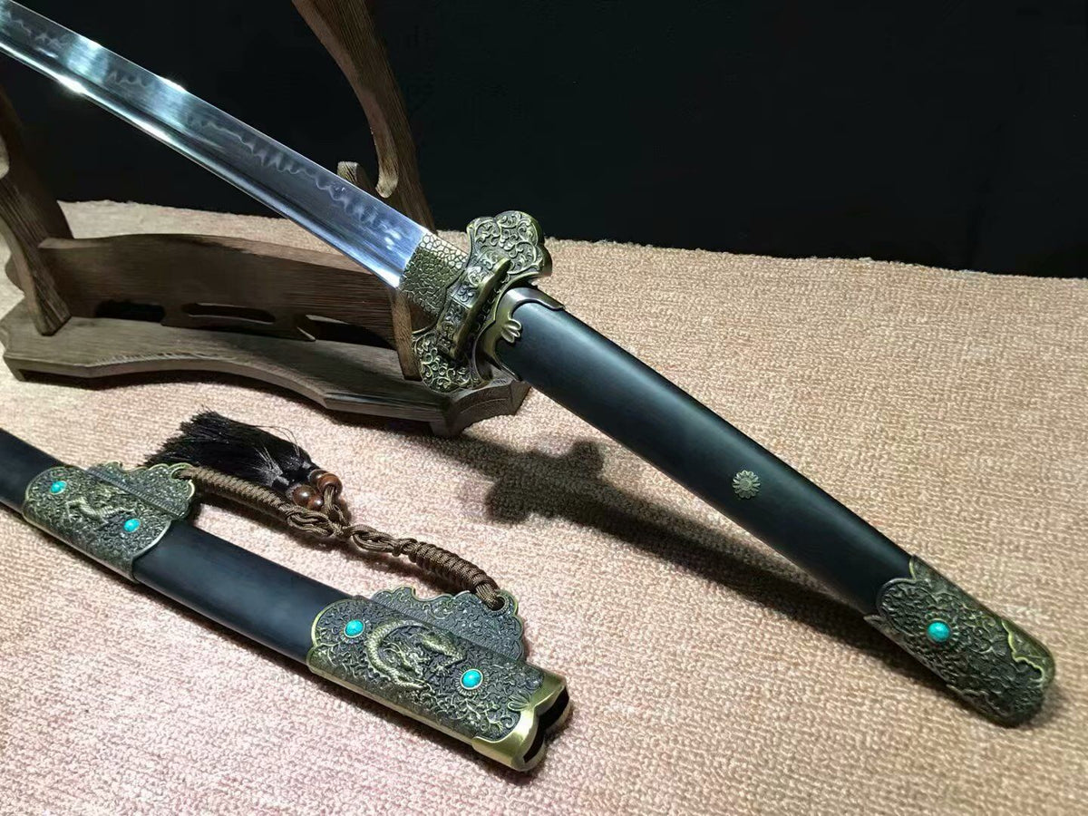 Tang dao,Handmade High carbon steel burn blade,Alloy - Chinese sword shop