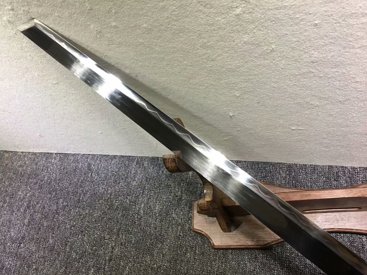 Tang dao,Hand forged High carbon steel burn blade,Black wood,Alloy - Chinese sword shop