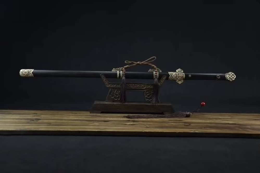 Tang dao sword,Handmade art,Burn blade,Barss fittings,Ebony scabbard - Chinese sword shop