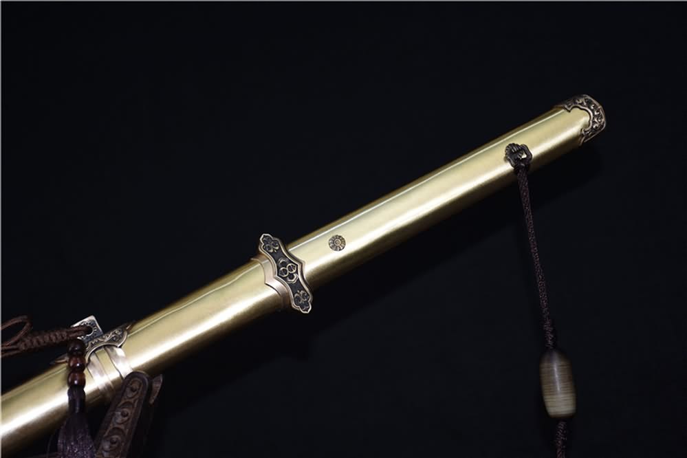 Tang dao sword(Damascus steel blade,Brass scabbard)Full tang - Chinese sword shop