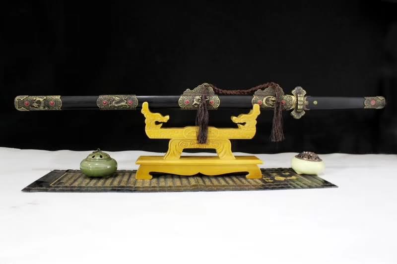 Tang dao sword,High carbon steel etch blade,Black wood scabbard - Chinese sword shop