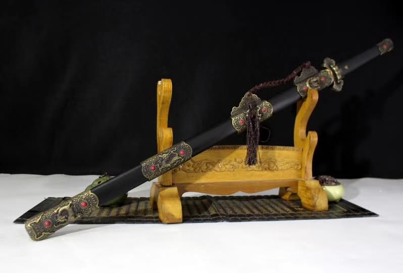 Tang dao sword,High carbon steel etch blade,Black wood scabbard - Chinese sword shop