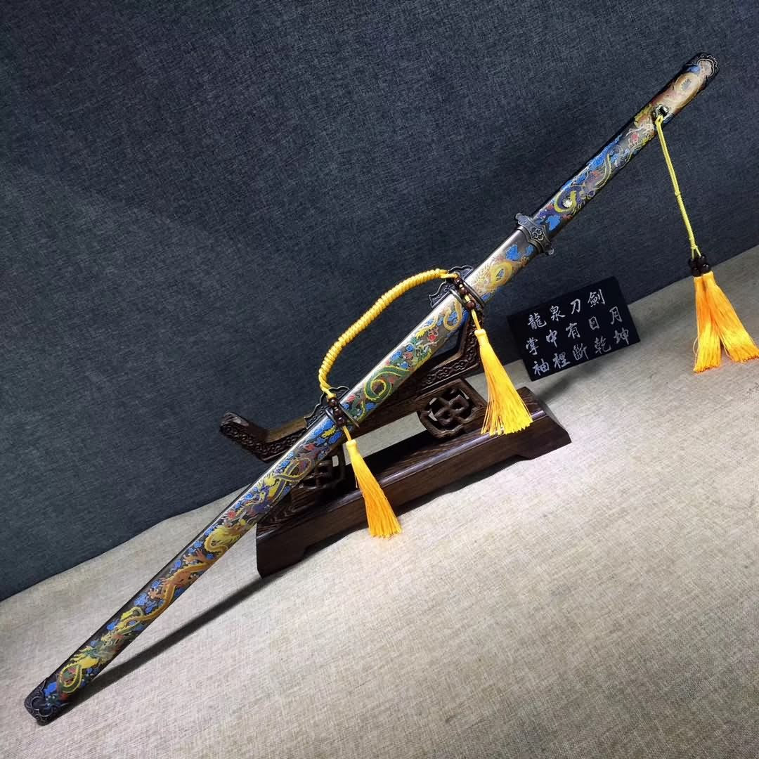 Tang dao,Hand forged,High carbon steel burn blade,Brass scabbard - Chinese sword shop