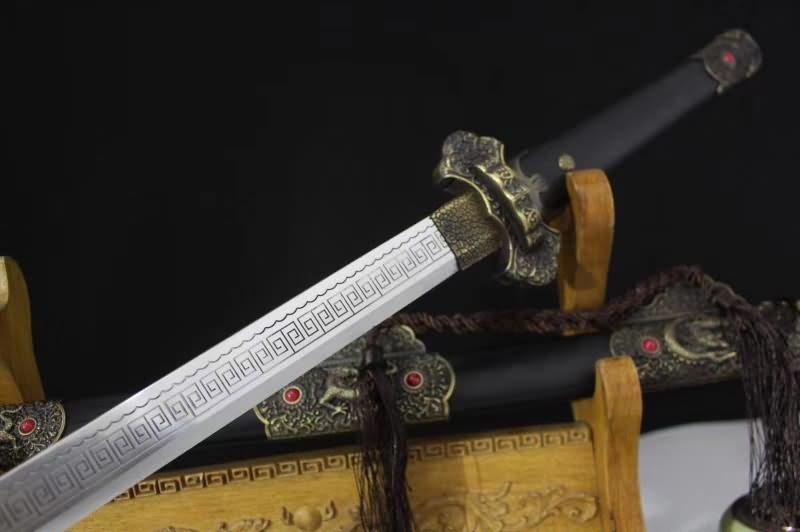Tang dao sword,High carbon steel etch blade,Black wood scabbard - Chinese sword shop