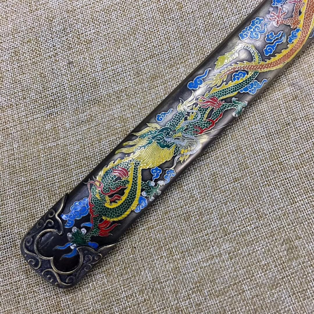 Tang dao,Hand forged,High carbon steel burn blade,Brass scabbard - Chinese sword shop