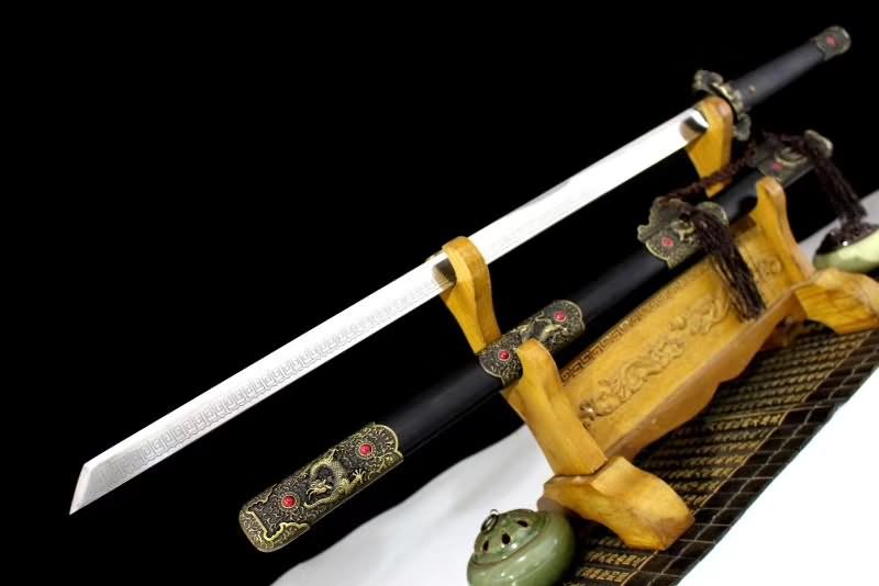 Tang dao sword,High carbon steel etch blade,Black wood scabbard - Chinese sword shop