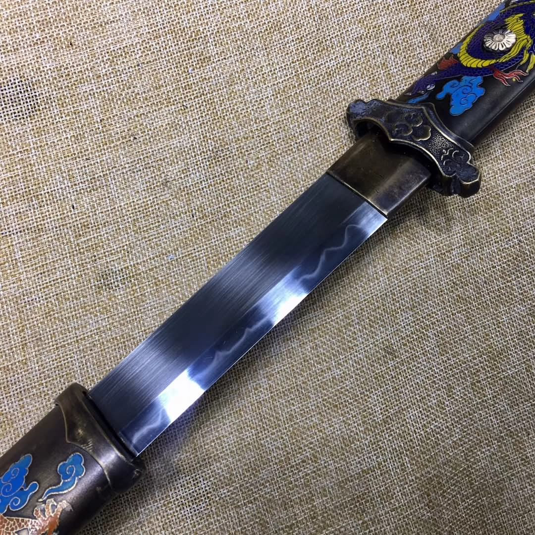 Tang dao,Hand forged,High carbon steel burn blade,Brass scabbard - Chinese sword shop