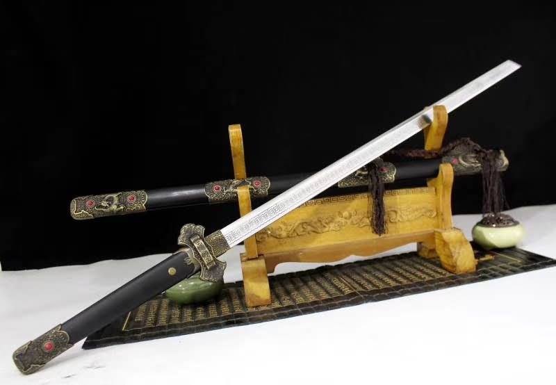 Tang dao sword,High carbon steel etch blade,Black wood scabbard - Chinese sword shop