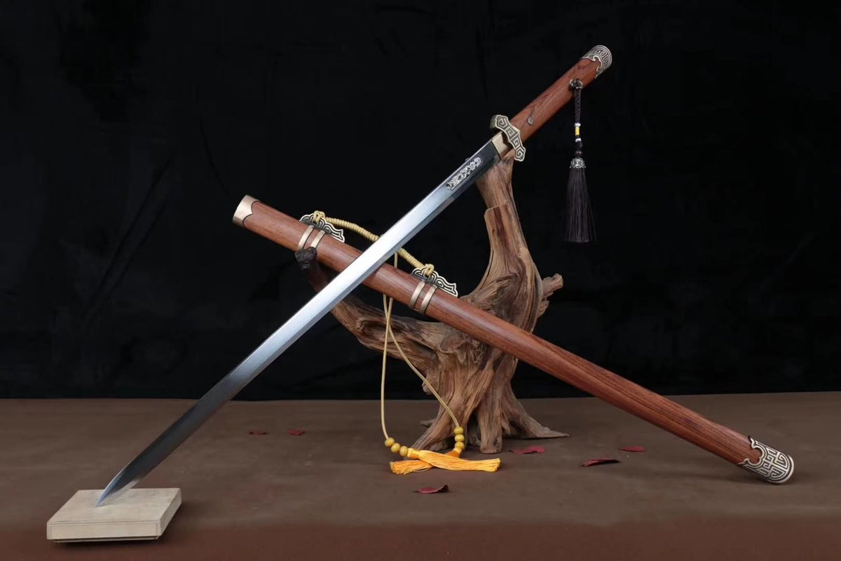 Tang jian,Handmade High carbon steel blade,Rosewood,Brass - Chinese sword shop