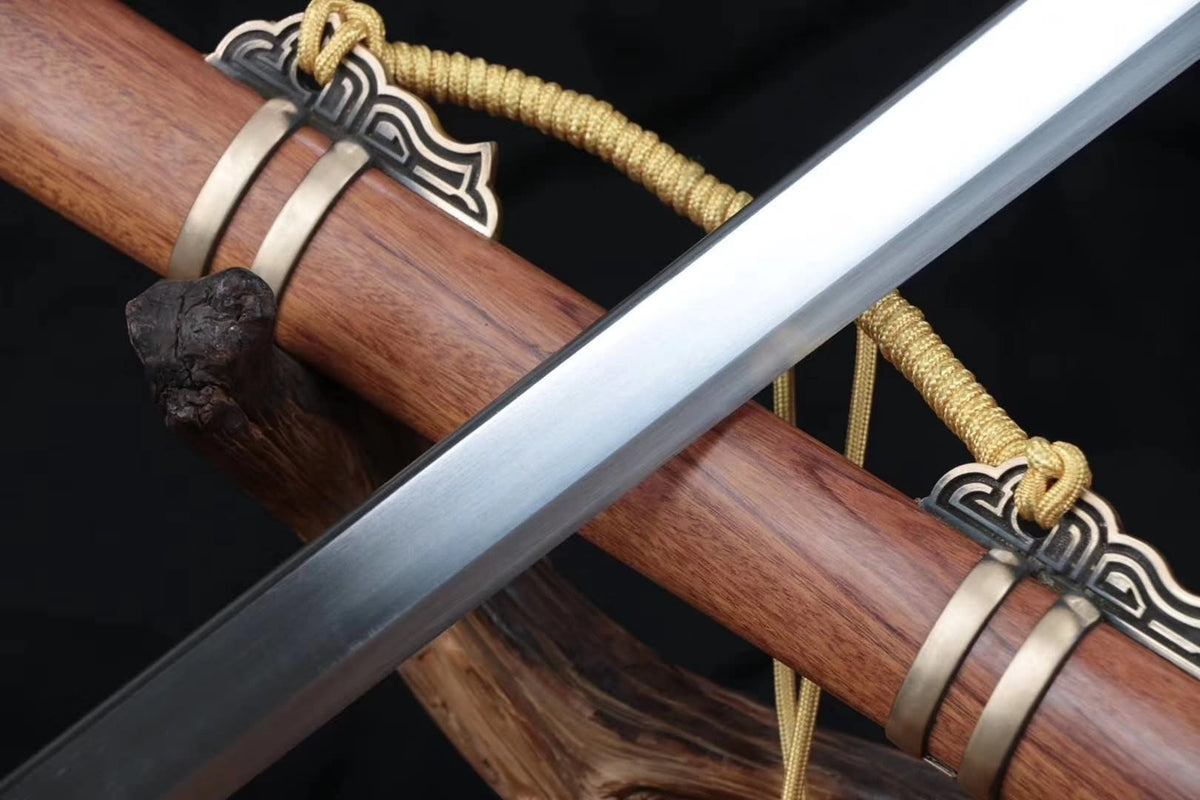 Tang jian,Handmade High carbon steel blade,Rosewood,Brass - Chinese sword shop