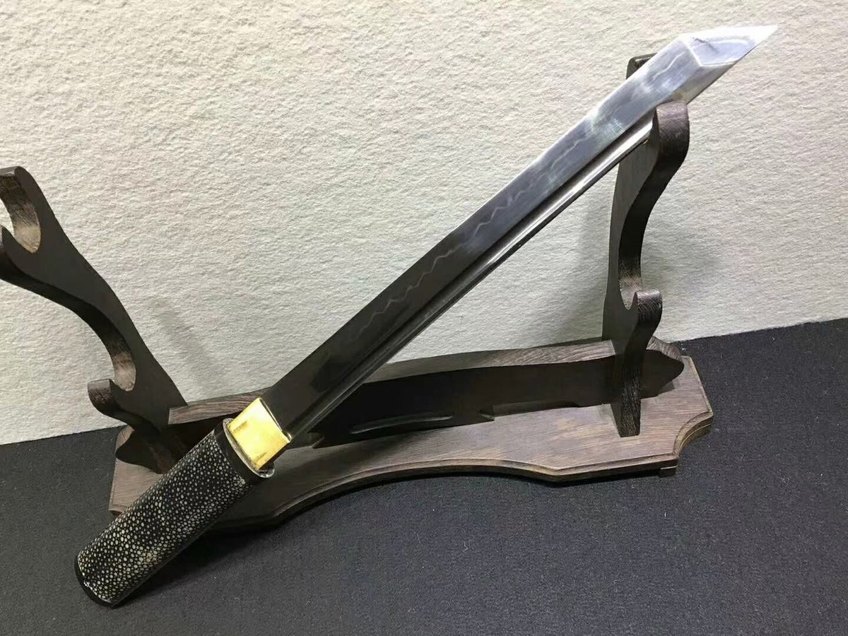 Tanto sword,High carbon steel burn blade,Black skin scabbard - Chinese sword shop