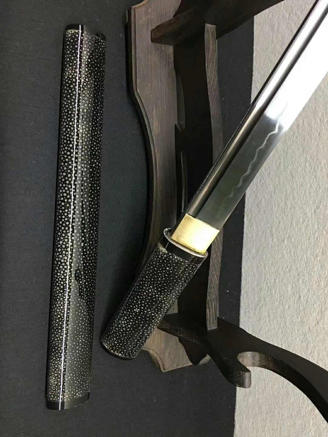 Tanto sword,High carbon steel burn blade,Black skin scabbard - Chinese sword shop