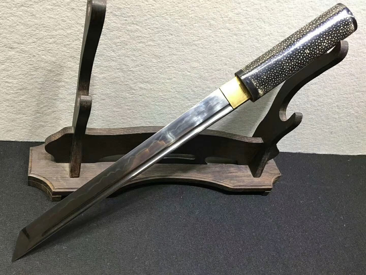Tanto sword,High carbon steel burn blade,Black skin scabbard - Chinese sword shop