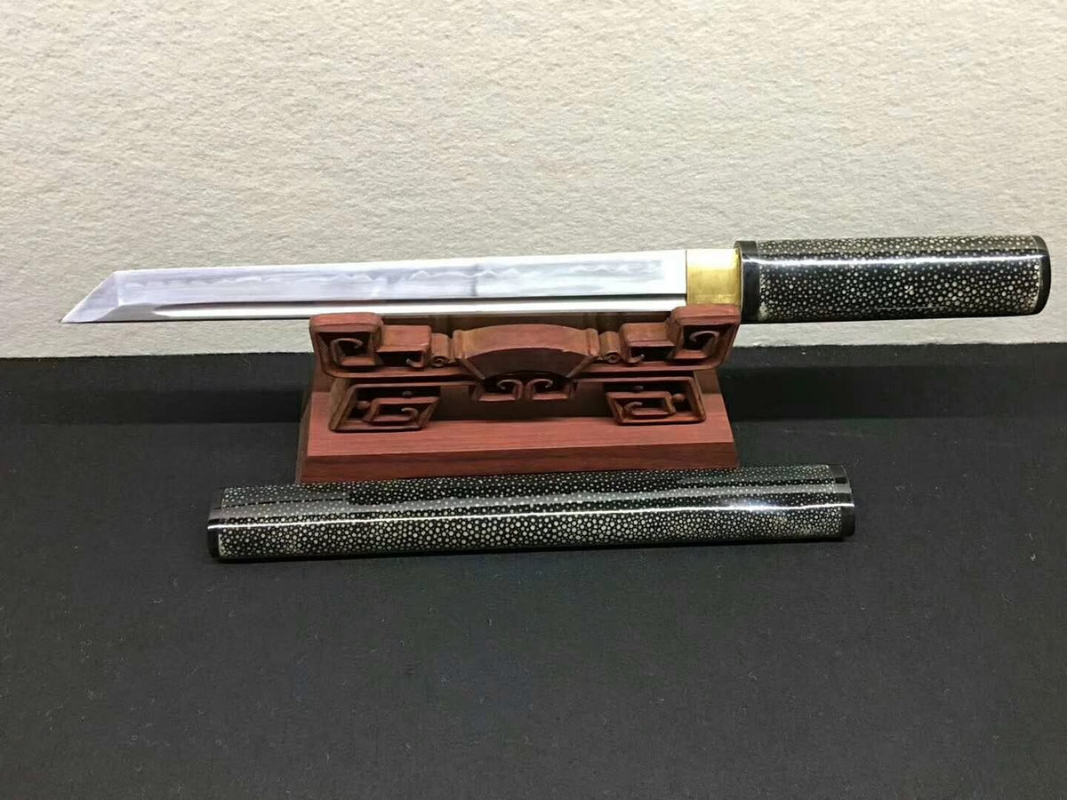 Tanto sword,High carbon steel burn blade,Black skin scabbard - Chinese sword shop