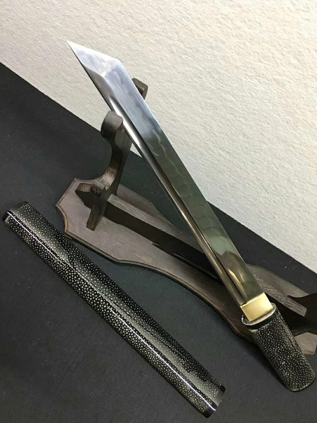 Tanto sword,High carbon steel burn blade,Black skin scabbard - Chinese sword shop