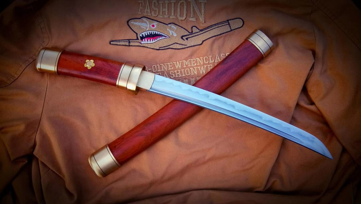 Katana,Damascus steel turn blade,Brass,Redwood scabbard - Chinese sword shop