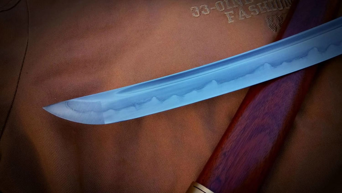 Katana,Damascus steel turn blade,Brass,Redwood scabbard - Chinese sword shop