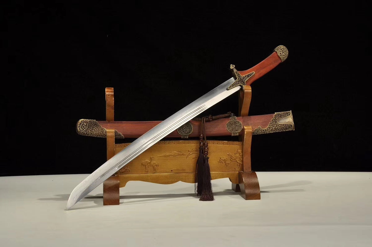Astro Knife,Sabre,Hand Forged,Damascus Steel Blade,Brass,Redwood - Chinese sword shop