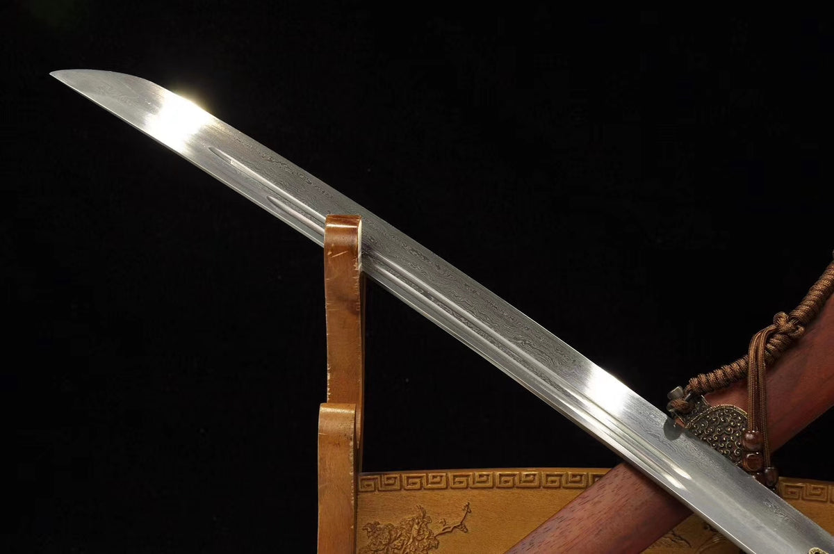 Astro Knife,Sabre,Hand Forged,Damascus Steel Blade,Brass,Redwood - Chinese sword shop