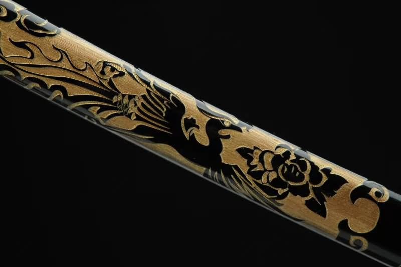 Samurai Sword Katana Full Tang Forged high Carbon Steel Blade Carved Wooden Scabbard