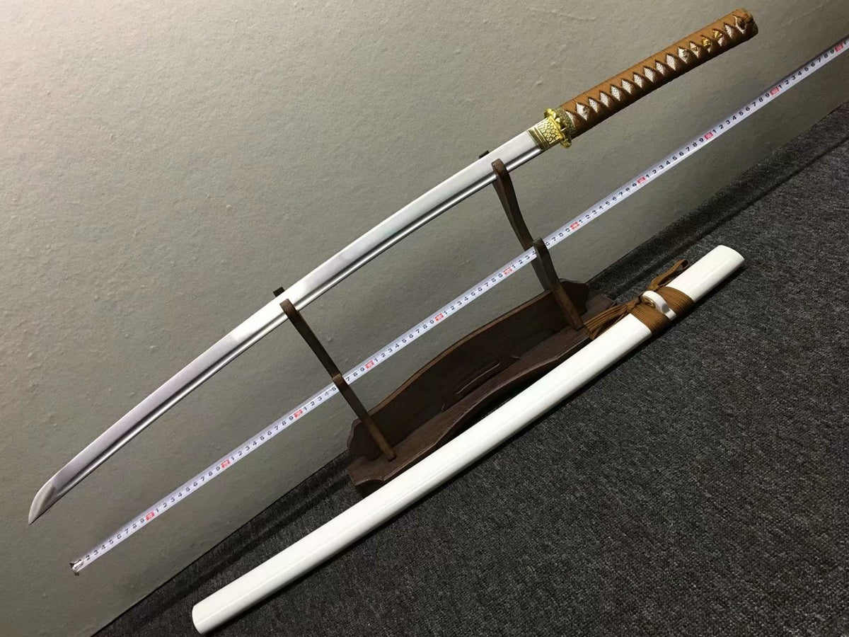 Nihontou katana,kendo,Medium carbon steel blade,White scabbard,Alloy - Chinese sword shop