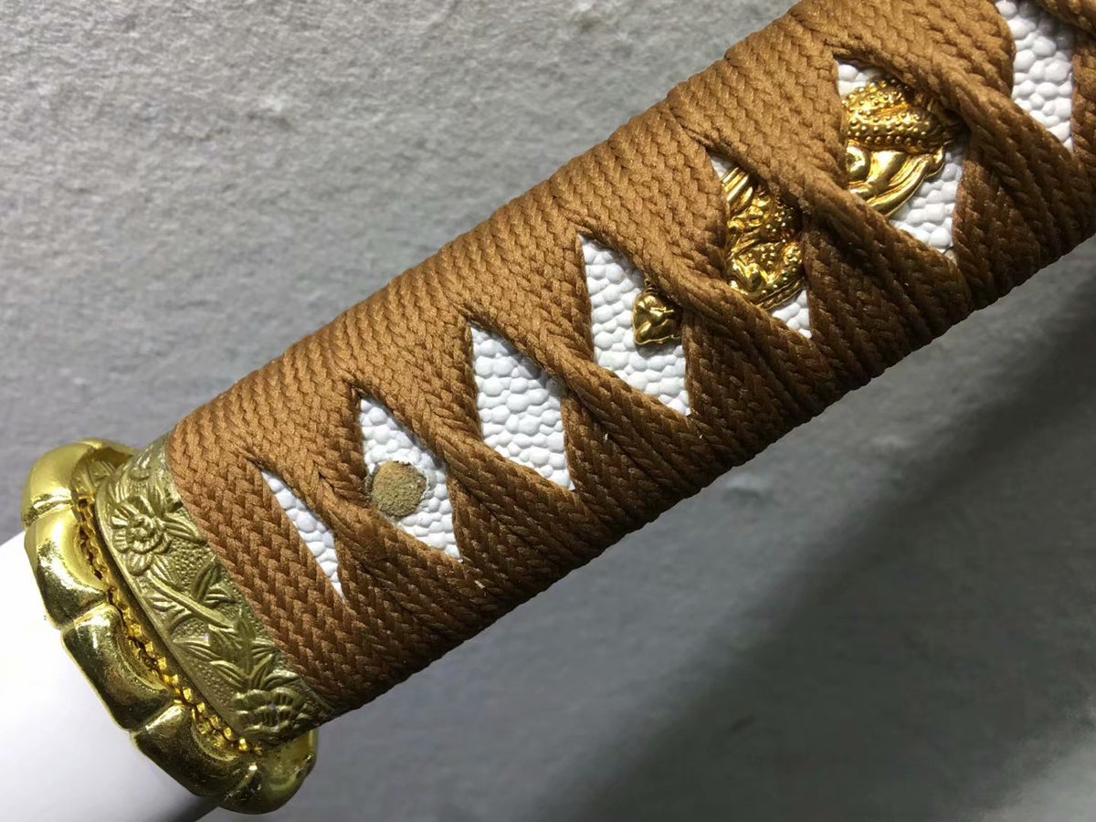 Nihontou katana,kendo,Medium carbon steel blade,White scabbard,Alloy - Chinese sword shop